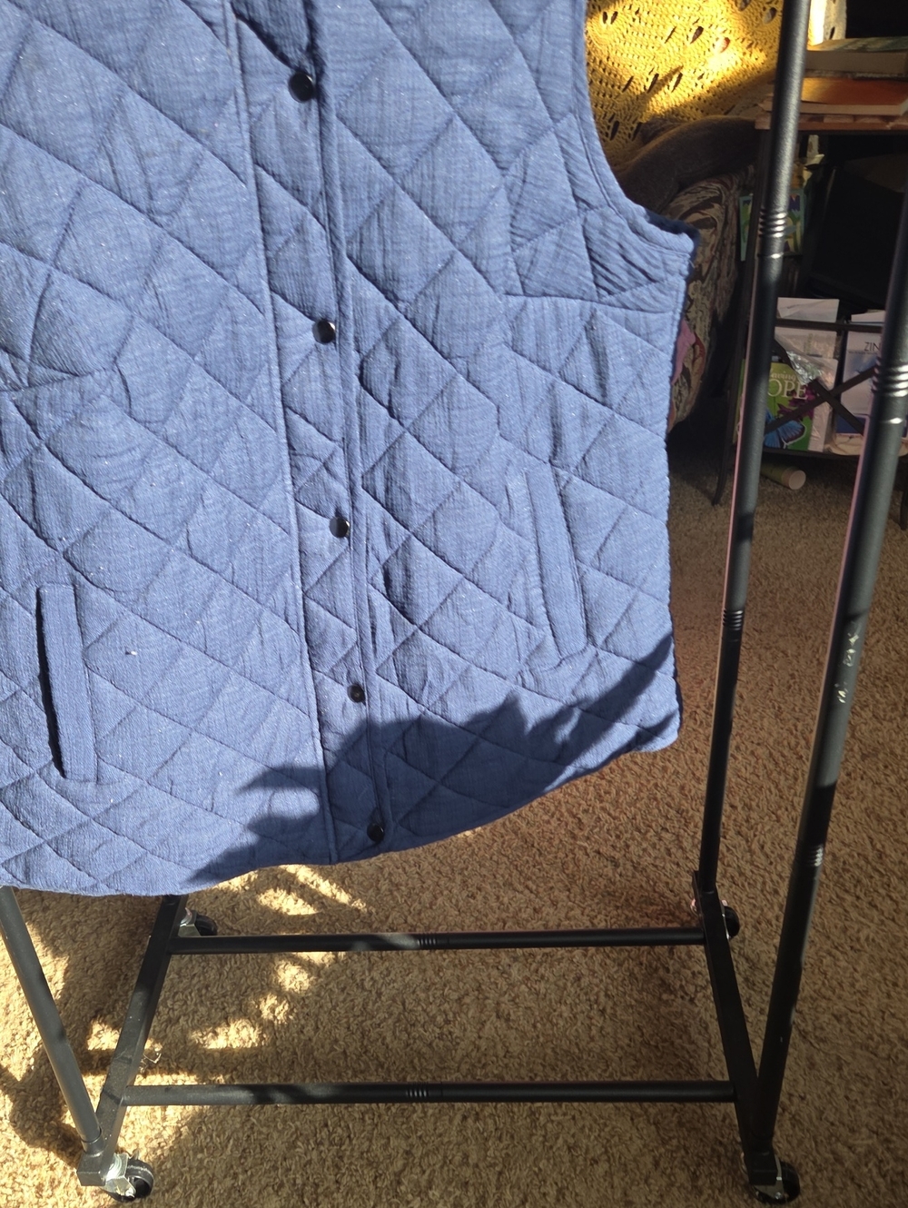 Market & Spruce Quilted Blue Snap-Front Vest